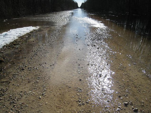 The road to Paluphja is flooded every spring 